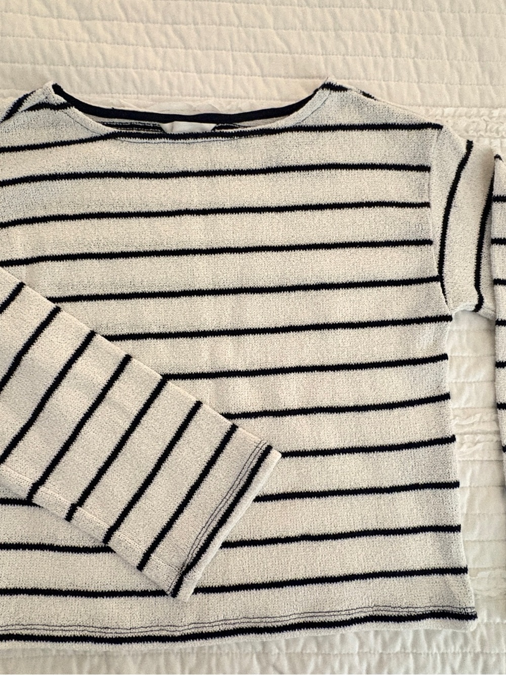 H&M Black & White Striped Crewneck Sweater